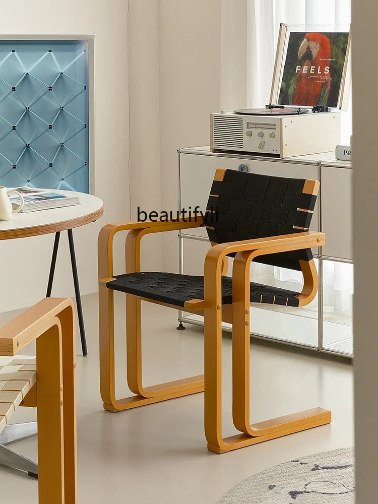 xArmrest Dining Chair Mid-Ancient Woven Chair Retro Desk Office Computer Chair