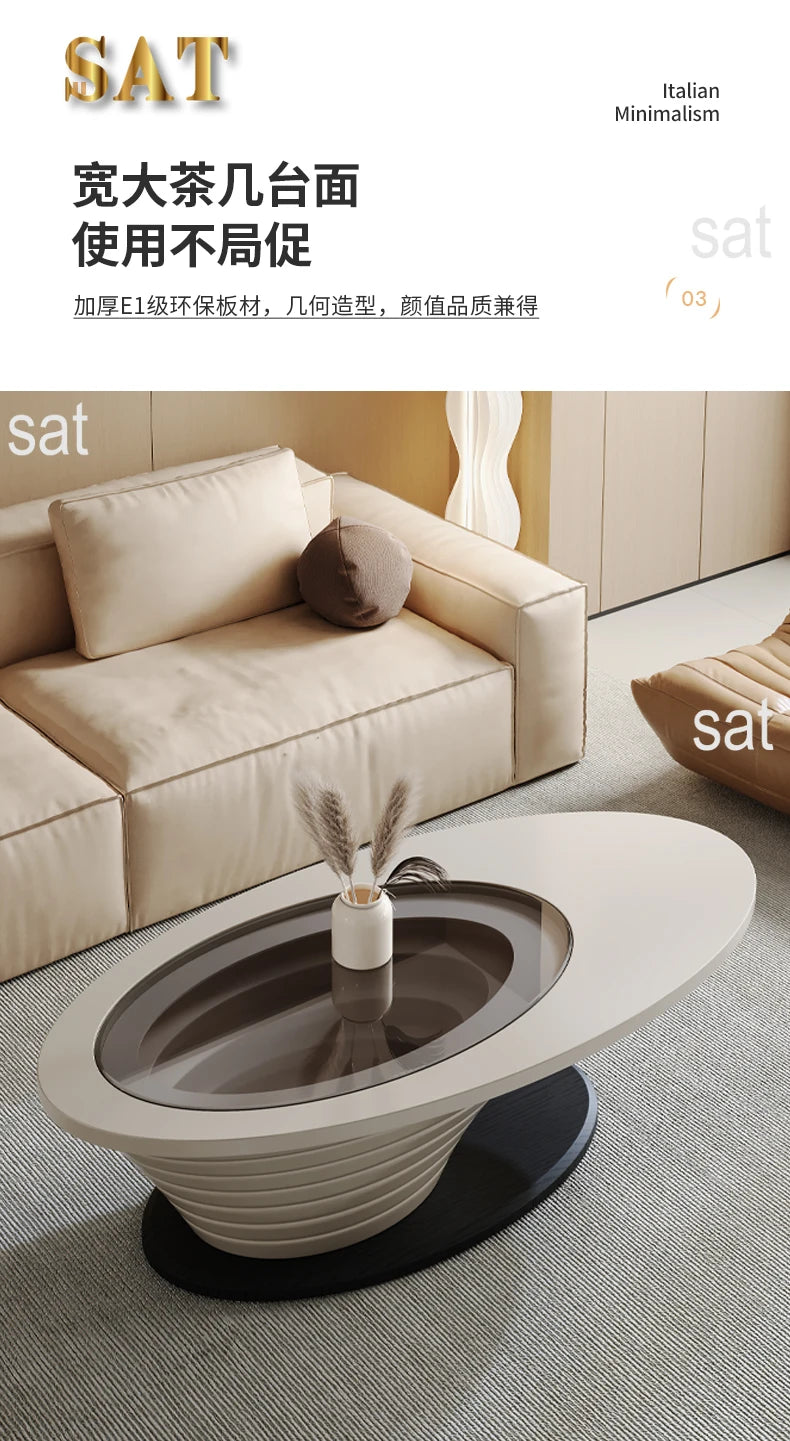 Oval Modern Coffee Table Unique Trendy Design European Coffee Table Neutral Minimalist Table Basse Living Room Furniture