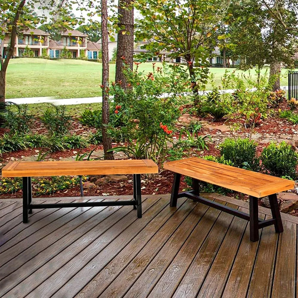 Banc de jardin, chaise de patio, siège en bois pour cour, terrasse, mobilier d'extérieur en bois pour la maison