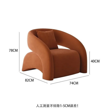 Single sofa leisure chair living room light luxury curved balcony chair small apartment tiger chair minimalist