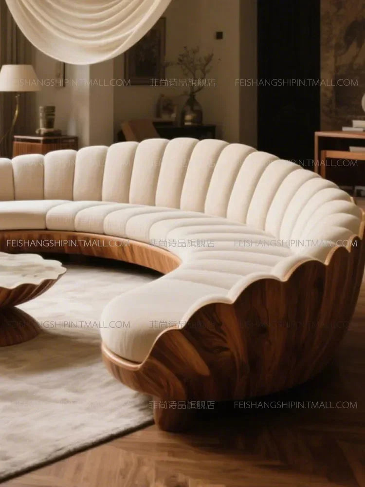Furniture living room retro style large apartment solid wood multi-person sofa
