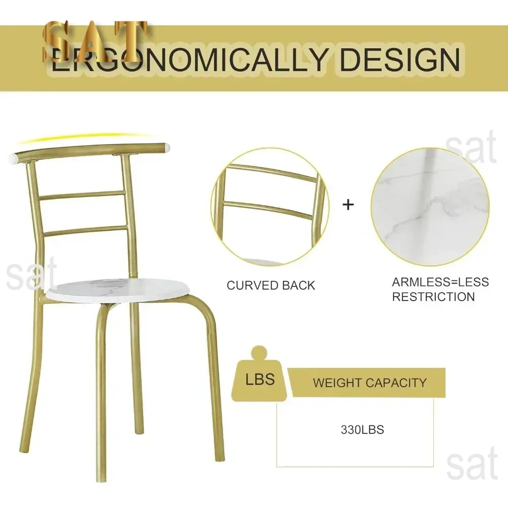 v 3 Piece Small Round Dining Table Set for Kitchen Breakfast Nook, Wood Grain Tabletop with Wine Storage Rack, Save Space, 31.