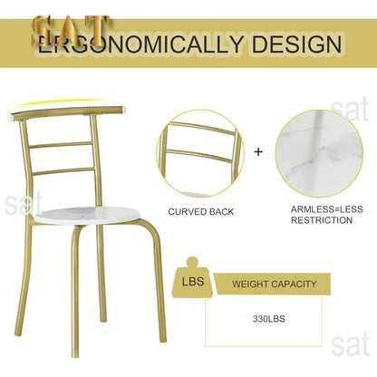 v 3 Piece Small Round Dining Table Set for Kitchen Breakfast Nook, Wood Grain Tabletop with Wine Storage Rack, Save Space, 31.