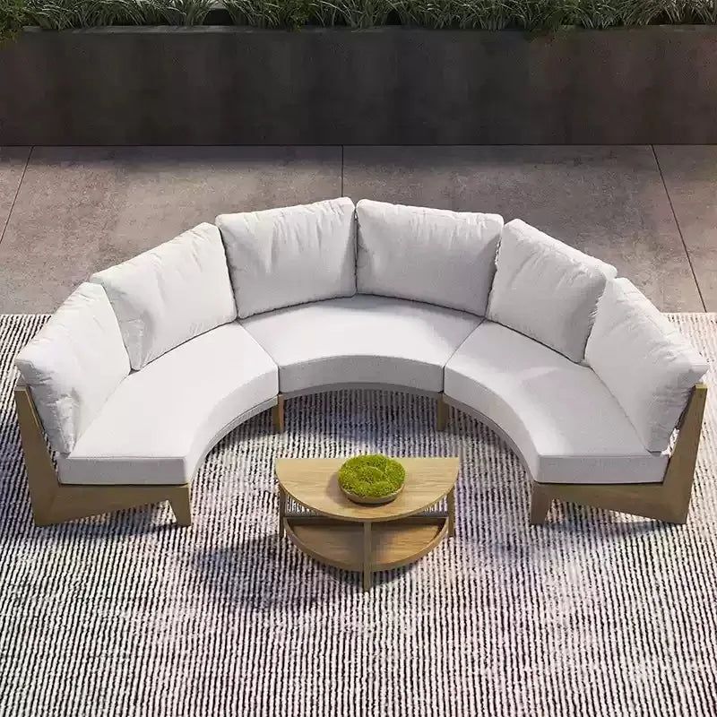 Outdoor teak rattan sofa, outdoor courtyard balcony furniture, garden waterproof and sun protection design