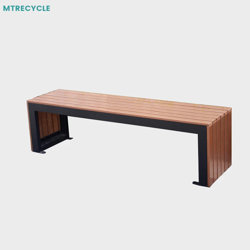 Meubles urbains modernes banc de jardin banc en acier inoxydable sièges de parc jardin en bois Patio extérieur bancs en acier inoxydable