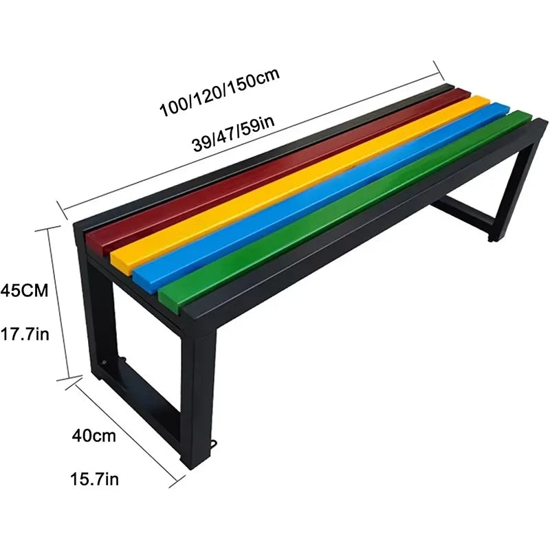 Banc de jardin en bois en métal résistant aux intempéries, banc de pelouse de Patio de parc, siège extérieur en acier