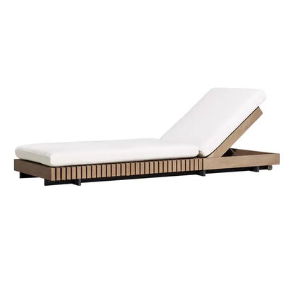 Outdoor Garden Villa Waterproof Teak Aluminum Sofa Sunbed and Coffee Table Combination Furniture