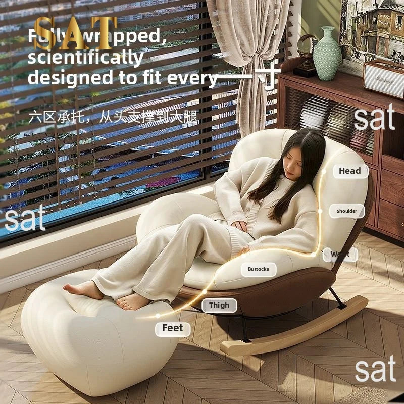 */-* Modern Eggshell Design Adult Recliner Chair Single Leisure Sofa Chair For Living Room Balcony