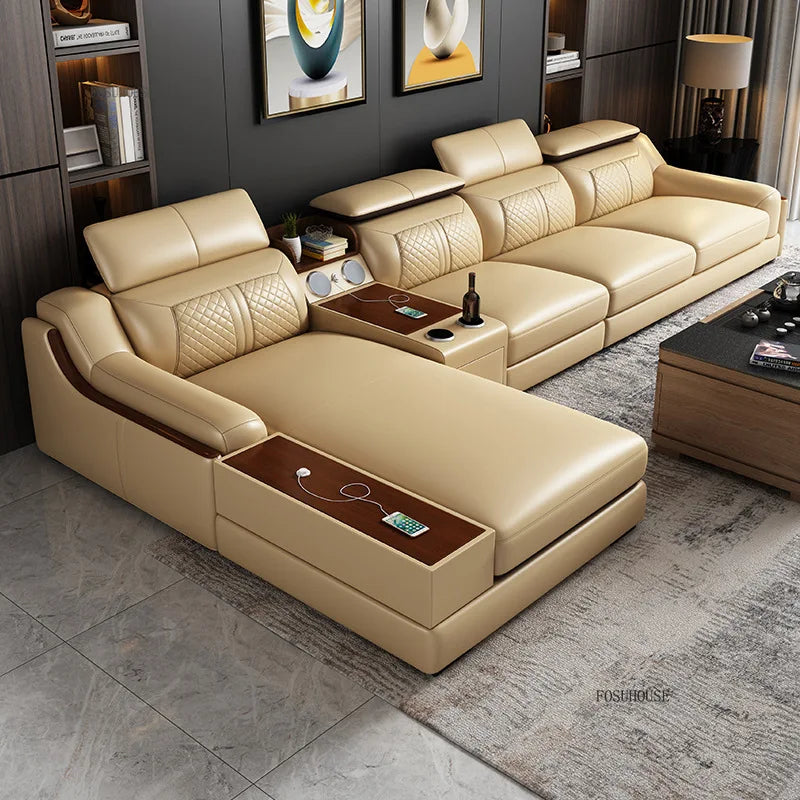 Italian Light Luxury Living Room Sofas Combination Nordic Double Sofas for Living Room Home Furniture Designer Leather Back Sofa