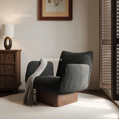 Solid wood single leisure sofa living room medieval   retro reclining chair resting area reception designer single chair