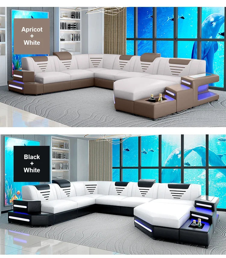 For Customizable Wholesale Leather Sofa Bed 7 Seater Sectional Couch Sofa Set Bed