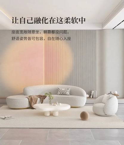Cream wind light luxury beauty salon living room small apartment creative curved clothing store rest area reception sofa Interne