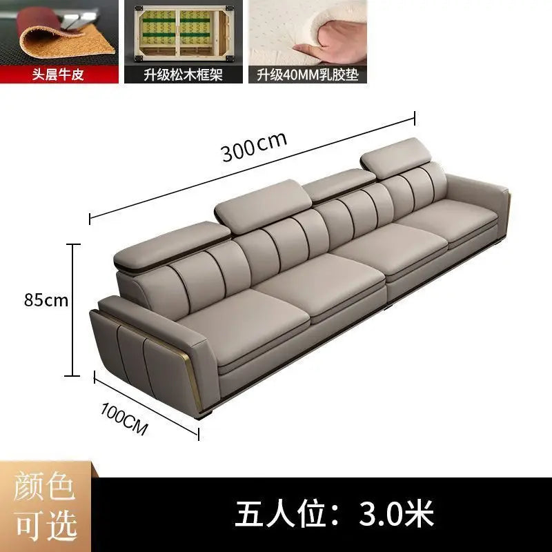 Luxury First-Layer Sofa Classic Light Living Room Size Princess Apartment Straight Row Home Combination