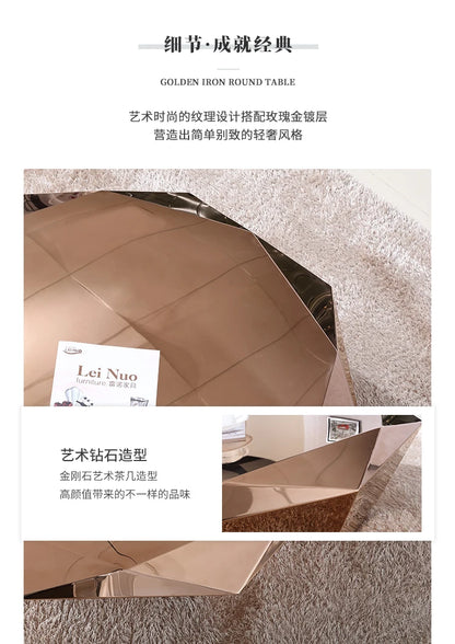 Post-modern light luxury small apartment stainless steel diamond coffee table creative simple designer home living room sofa sid