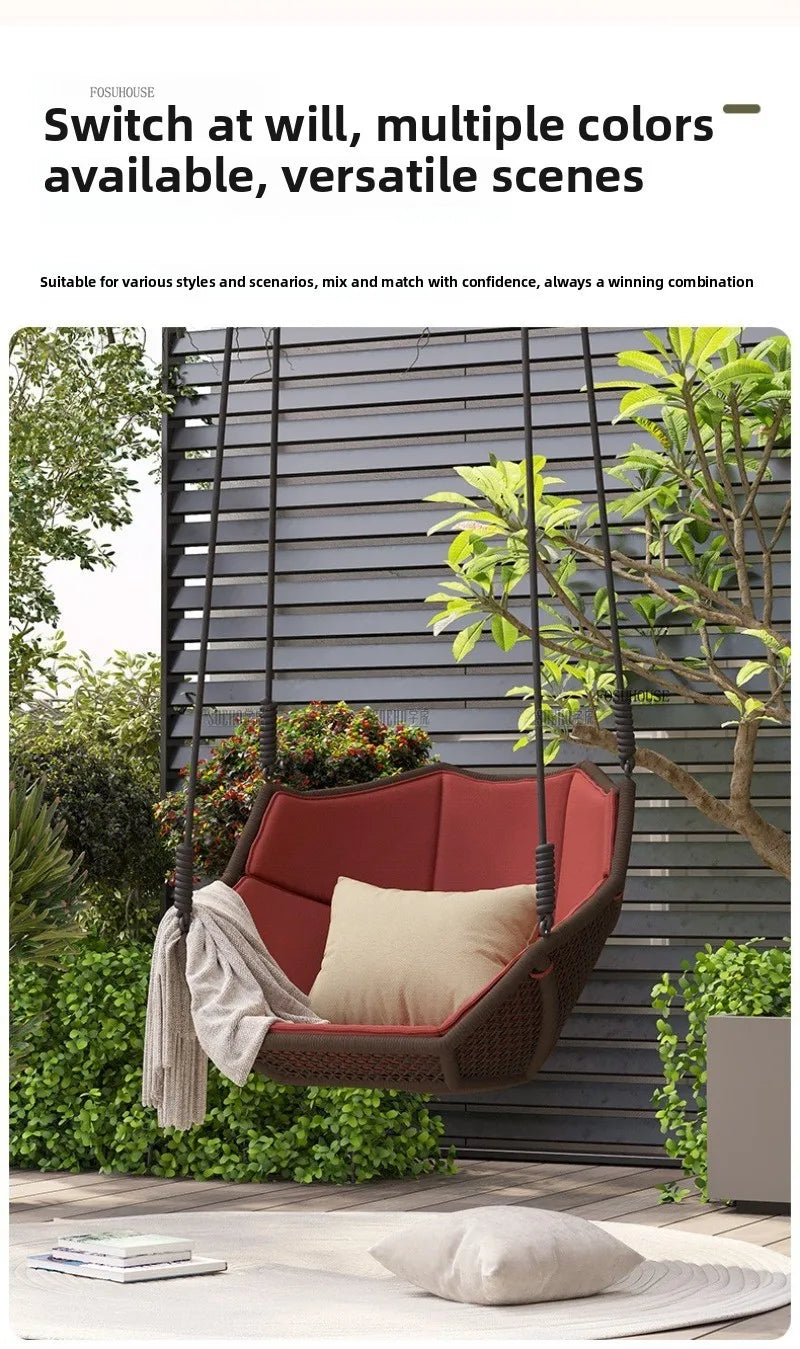Outdoor Patio Swing Nordic Balcony Rocking Chair Indoor Adult Hanging Chairs Outdoor Single Swing Chairs Modern Hanging Basket Z