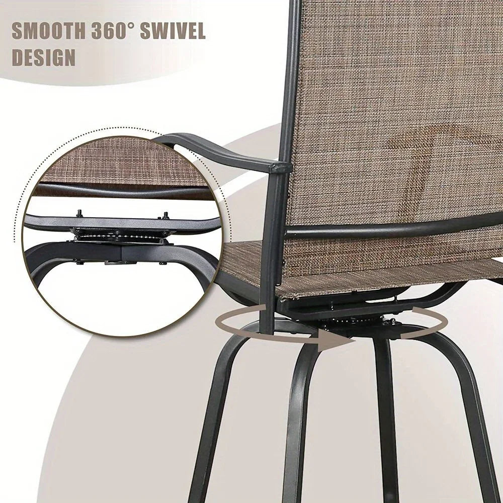 Patio Bar Stools Set of 2 Swivel Bar Height Tall Chairs Outdoor Barstools Chairs