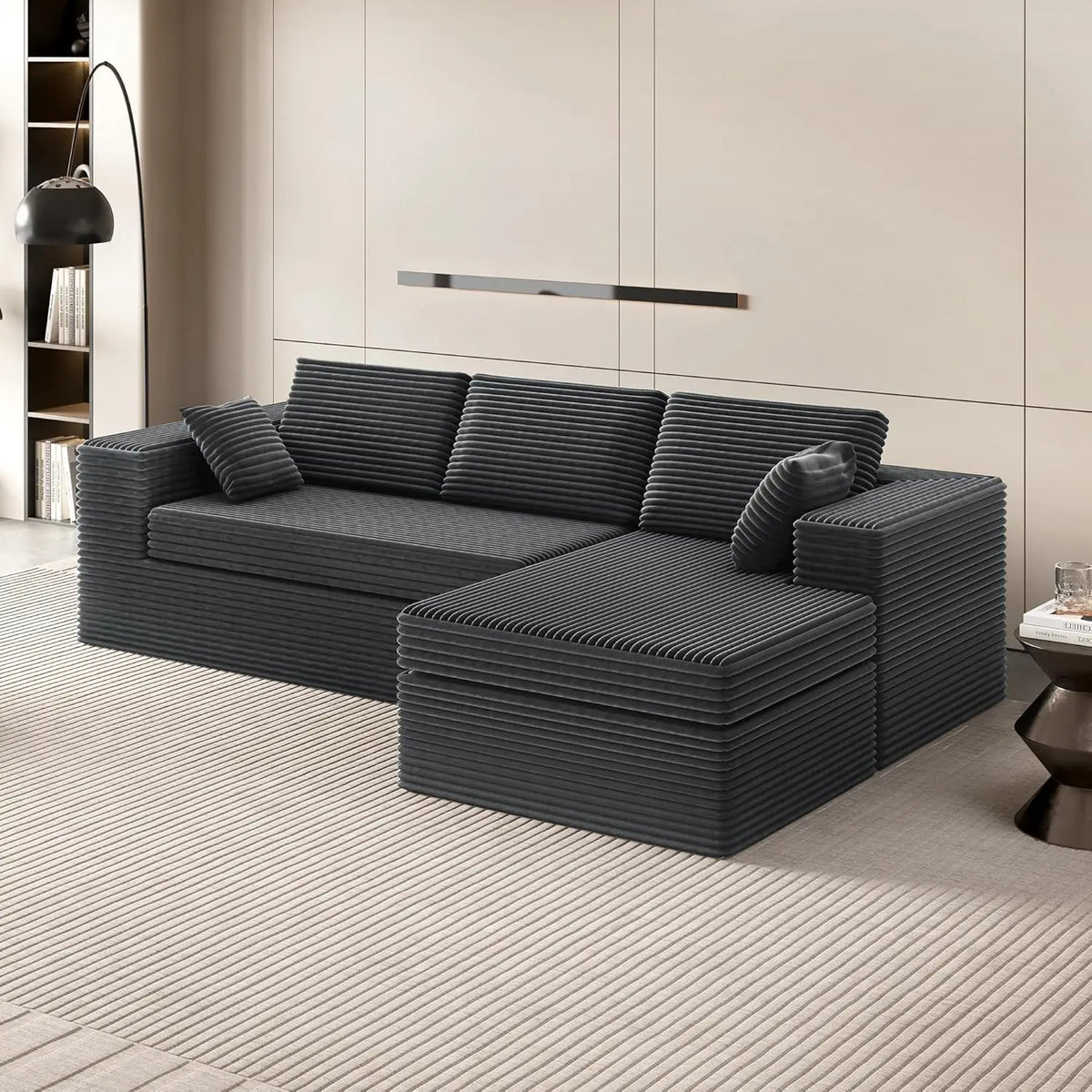 108” Cloud Boneless Couches for Living Room，Modular Sectional Cloud Couch with Deep Seat,Comfy Boneless L Shaped Couch-Oversized