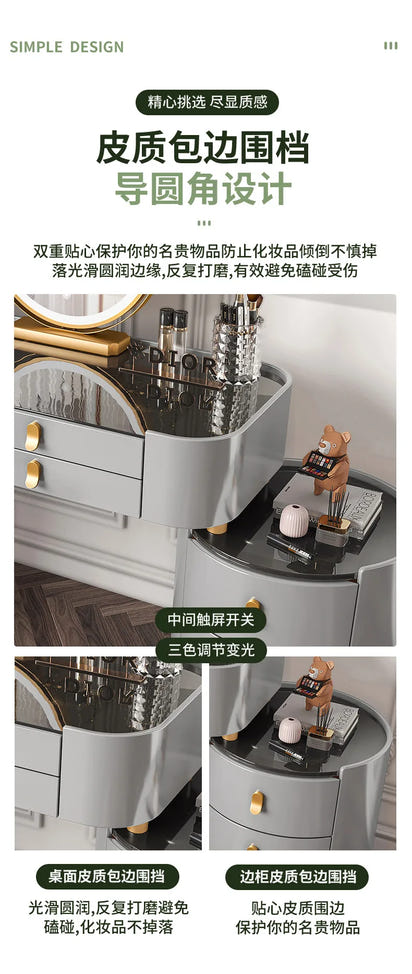 Solid wood new dresser glass bedroom modern simple style light luxury Internet celebrity small makeup table rock slab makeup