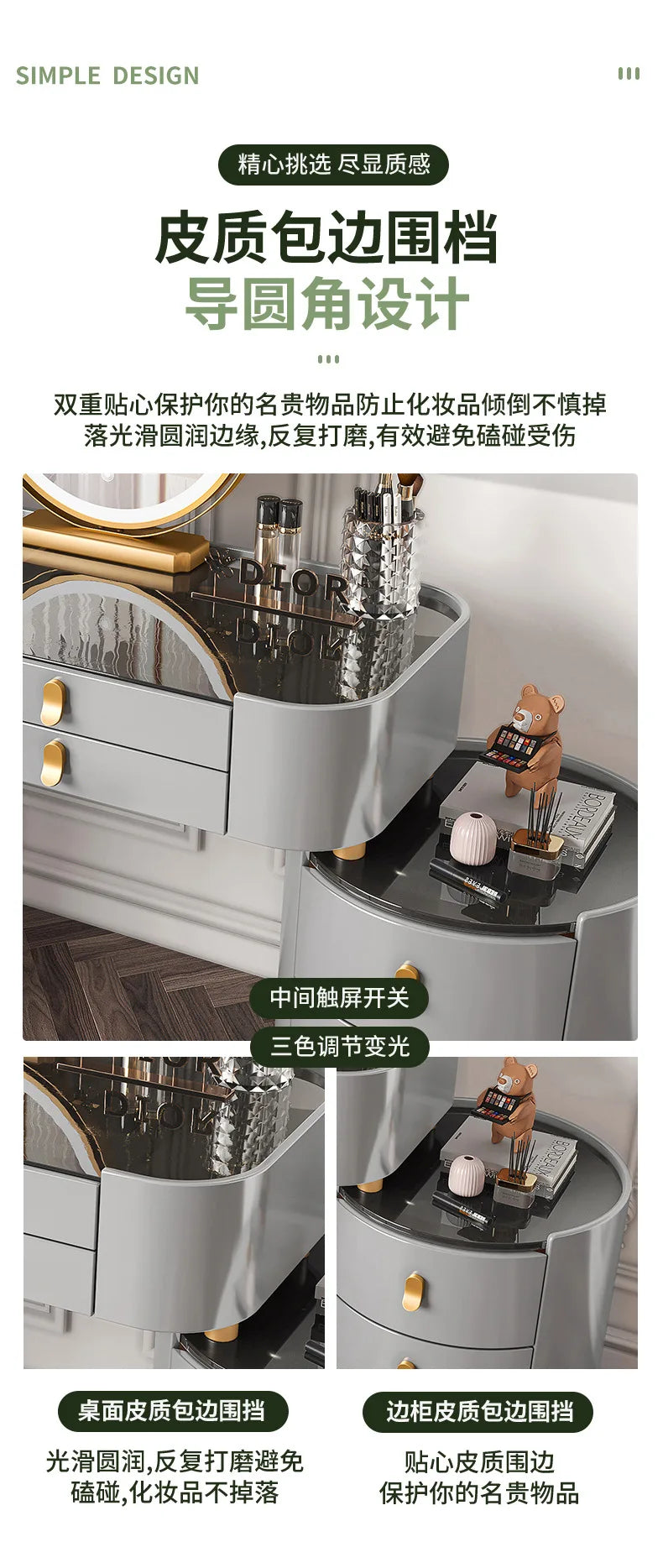 Solid wood new dresser glass bedroom modern simple style light luxury Internet celebrity small makeup table rock slab makeup