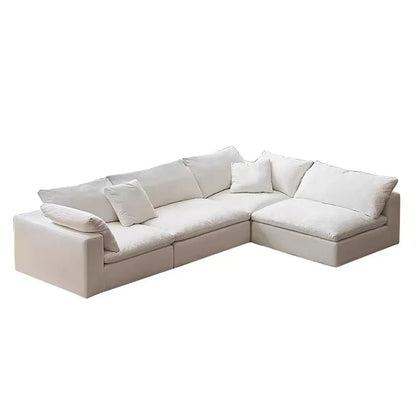 Italian Modern Modular Sofa Floor White Cloud Couch Cotton Linen Fabric Sectional Furniture Sofa Set