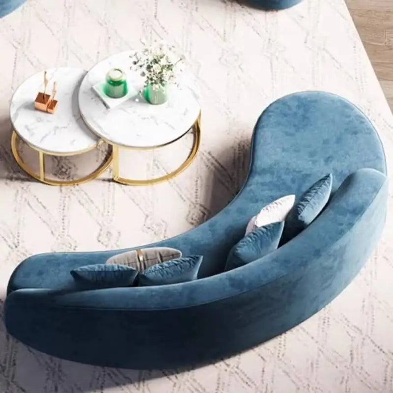 Blue Fancy Couches Curved Nordic Comfortable Designer Floor Living Room Sofa Modern Lounge Wood Divano Moderno Unique Furniture