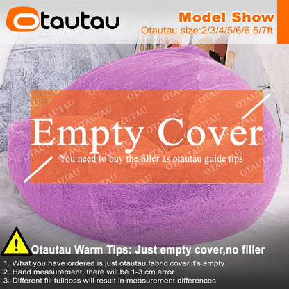 OTAUTAU Fluffy Faux Bunnyf Fur Bean Bag Cover Corner Pouf Cover DD003【No Filler Inside! You Need To Buy Filler By Yourself !】