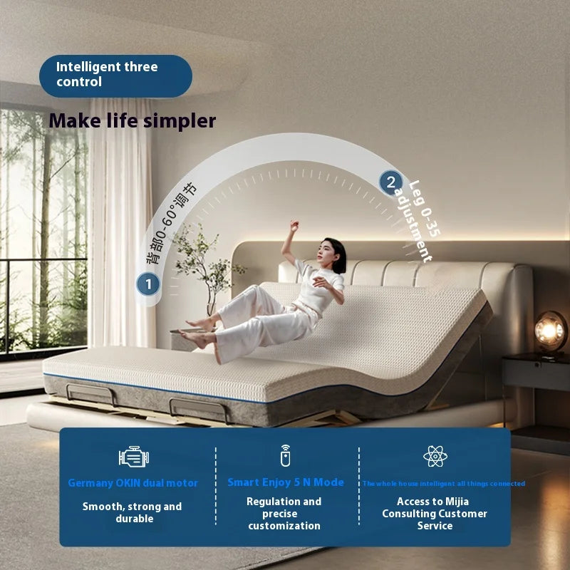 Head And Foot Adjustable Smart Bed Split King Size Bedroom Furniture Bed Easy To Install With Wireless Remote Control Bed