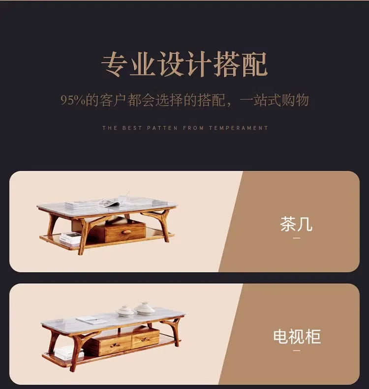 Modern minimalist, ebony leather sofa, new Chinese combination