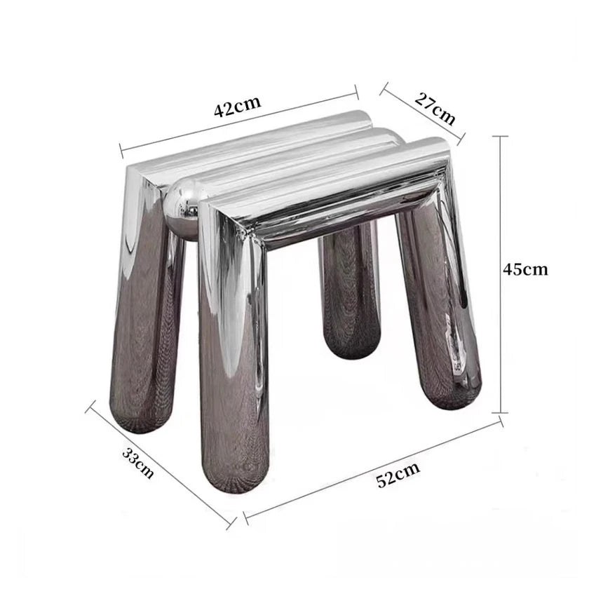 JJJJLight Luxury Minimalist Clothing Store Mirror Stainless Steel Coffee Table Stool Chair