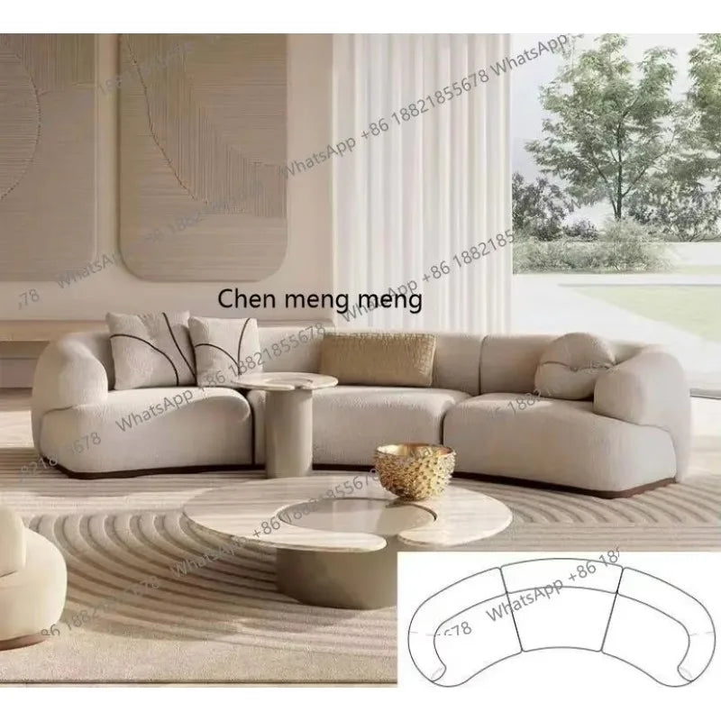 A38 Living room Italian minimalist light luxury fabric sofa cream style special-shaped, soft decoration, exhibition hall sofa gr