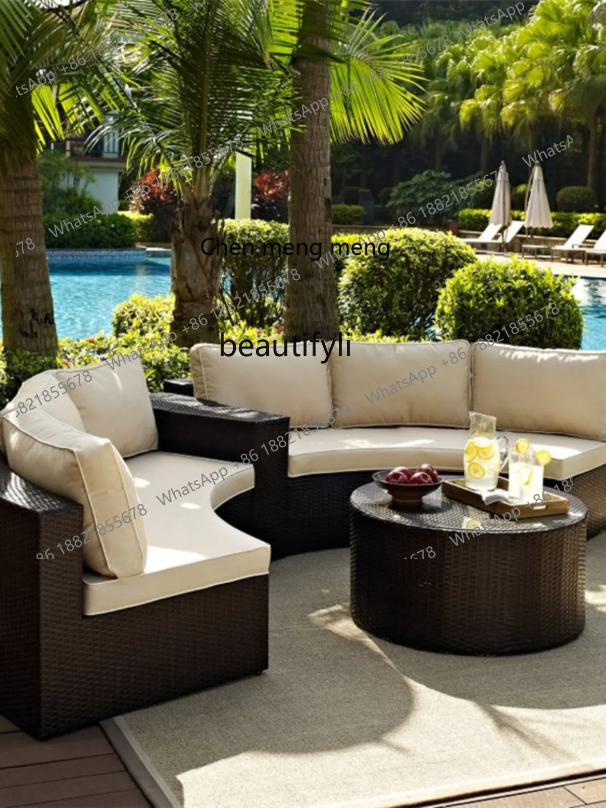 ssE1001 Outdoor Living Room Rattan Sales Office Garden Courtyard Leisure Rattan Chair Lobby Sofa Coffee Table Furniture Combinat