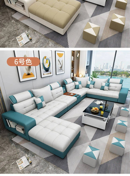 New nano three-proof latex leave-in technology fabric sofa living room size modern fully furnished furniture combination