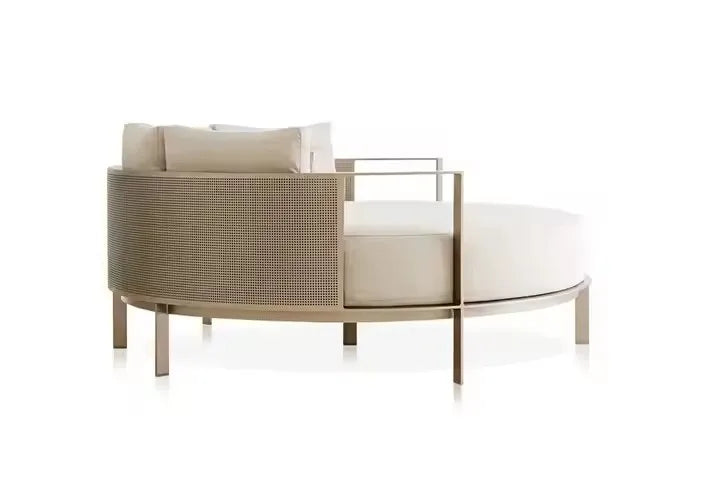 Modern design outdoor aluminum frame garden furniture relaxing beach loungers and hotel fabric round sofa bed