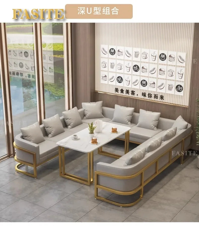 Linlamim Fabric Sofa Set Furniture Living Room Sofa Set with Desk and Stools / Big U Shape Cloth Couch Sofas for Home Furniture