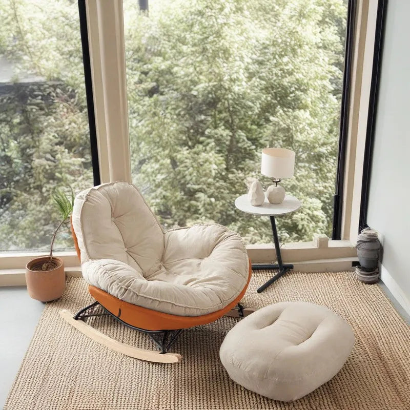 Home Leisure Chair Lazy Sofa Can Lie Down and Sleep Rocking Chair Net Match Color Balcony Side Sofa Chair Single Recliner