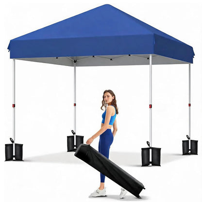 10x10 FT Pop Up Canopy Tent, Black Heavy Duty Waterproof Gazebo Shelter with Wheeled Carry Bag Portable Instant Sun Shade for Outdoor Parties, Events & Camping,Patio, Garden, Beach