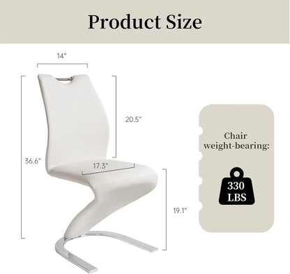 Modern Kitchen Dining Room Chairs Armless Upholstered Side Chairs Sturdy Metal Legs (4-White)