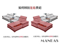 Linlamlim Luxury Genuine Leather Sectional Sofa with Adjustable Headrests, Projector, Speaker and Storage for Living Room Couch