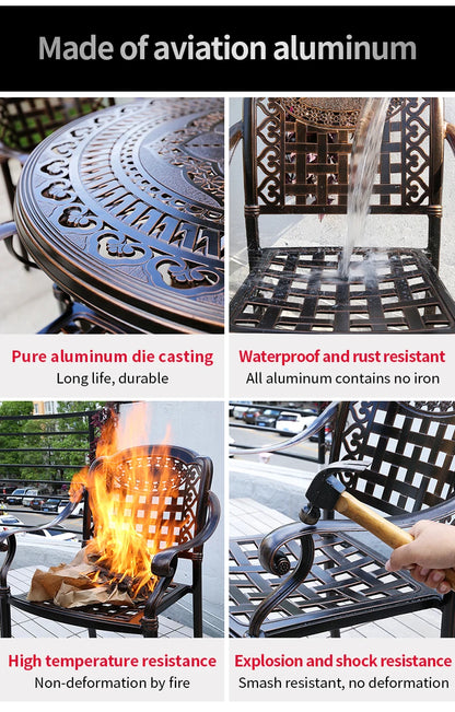 2-Piece Set Cast Aluminum Chairs Outdoor Chair Set Garden Chair Weather-Resistant Patio Metal Chair Bistro Chair