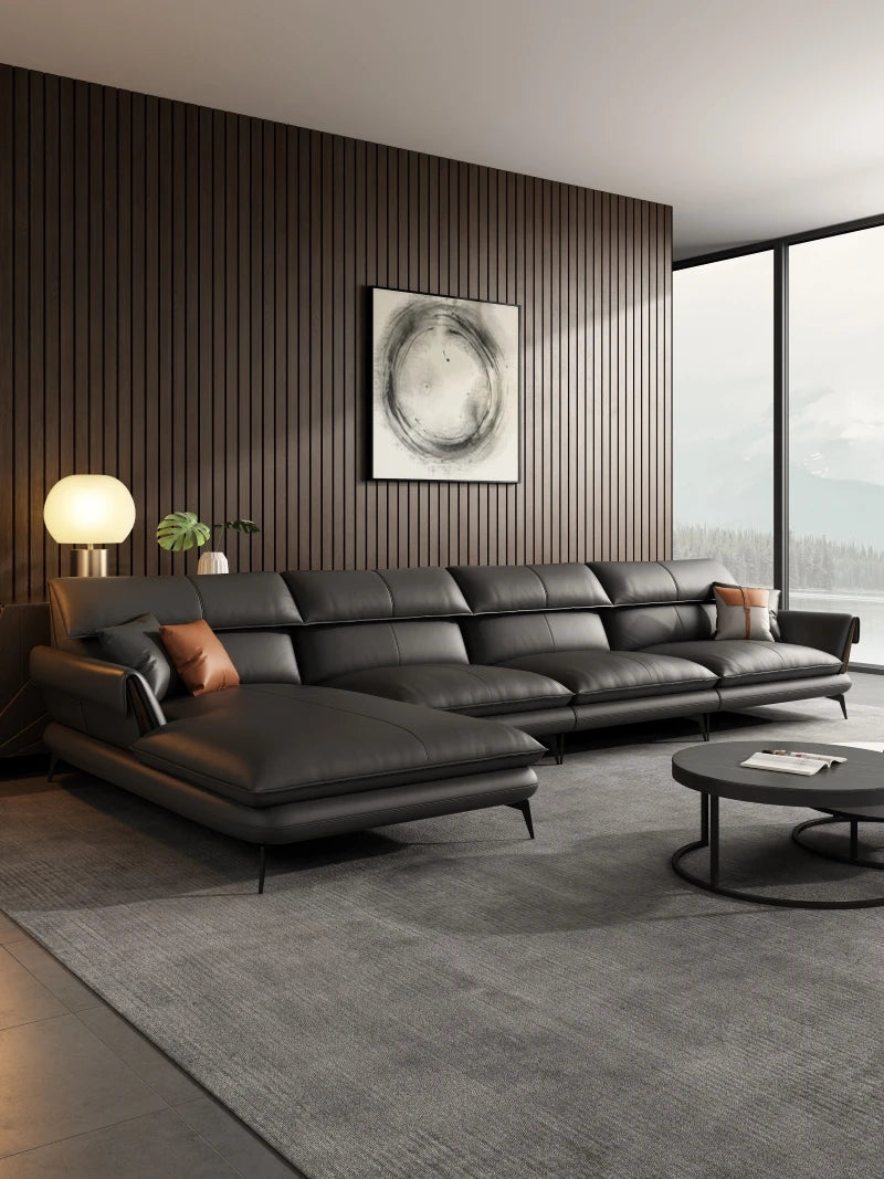 Best Seller Modern Leather Sofa Corner Simple Living Room Italian Luxury Leather Blue Sofa L Shaped Sectional Couch