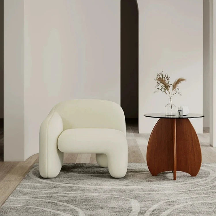 Luxury living room furniture Comfortable modern velvet cream lamb chair