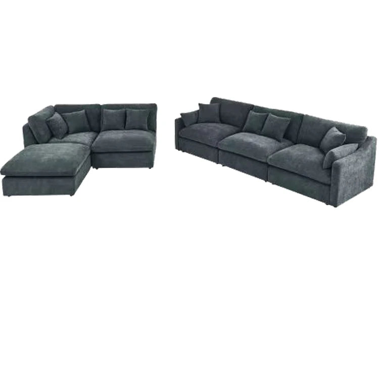Modern Chinese Style Modular Sofa Set Wood Furniture for Living Room and Hotel Stylish House Furniture Black Corner Could Sofa