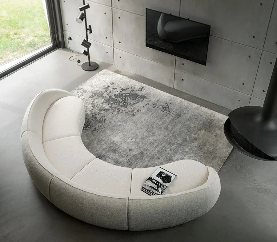Nordic Italian wabi style living room moon technology cloth lamb wool Internet celebrity half arc light luxury