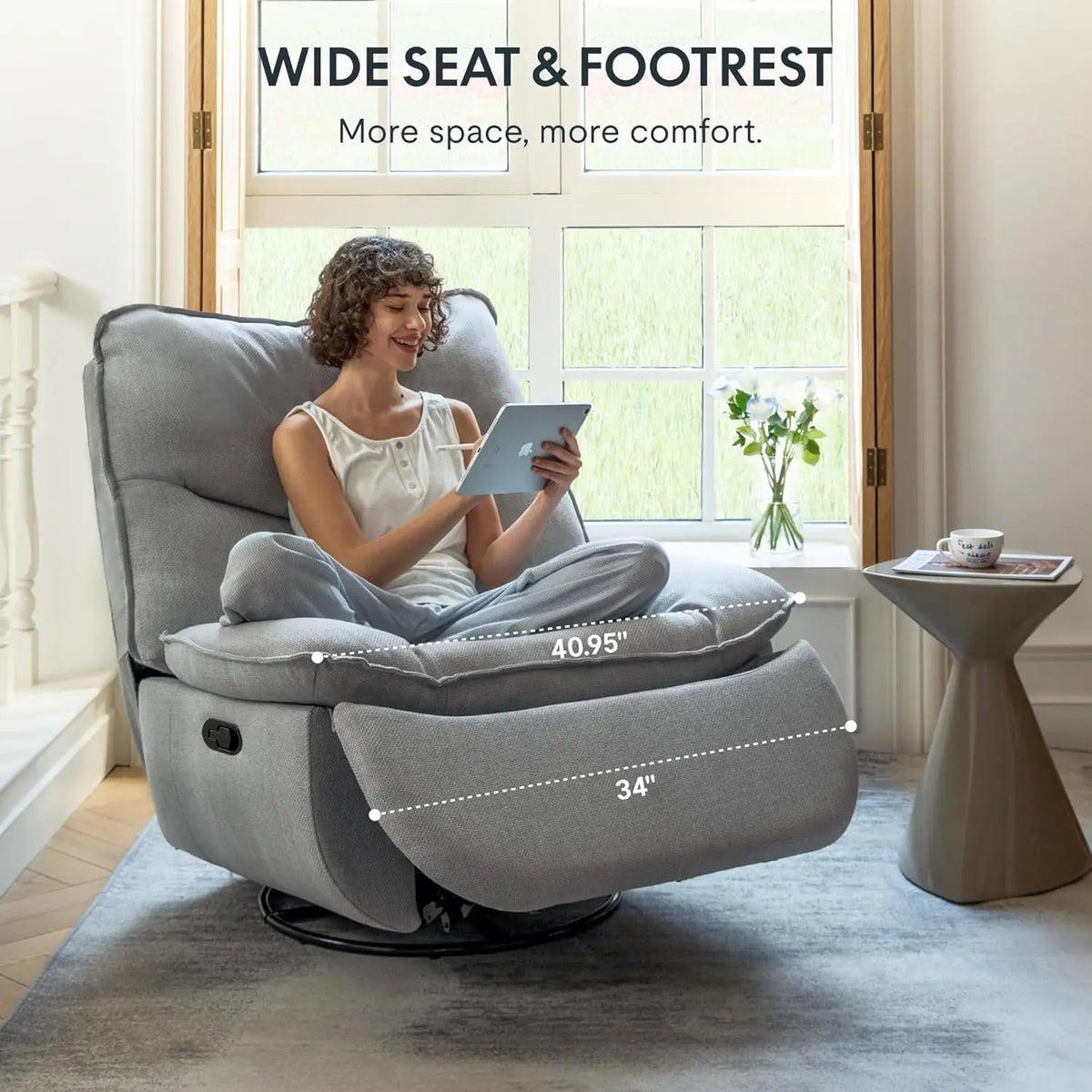 XRC7 Swivel Rocker Recliner Chair, 360° Swivel Oversized Armless Recliner with Oeko-TEX Certified Three-Proof, Customized