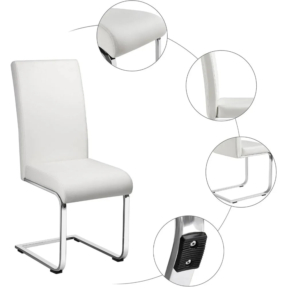 Dining Chairs Set of 2 Modern Faux Leather Upholstered Dining Room Chairs with High Back and Metal Chrome Legs for Kit