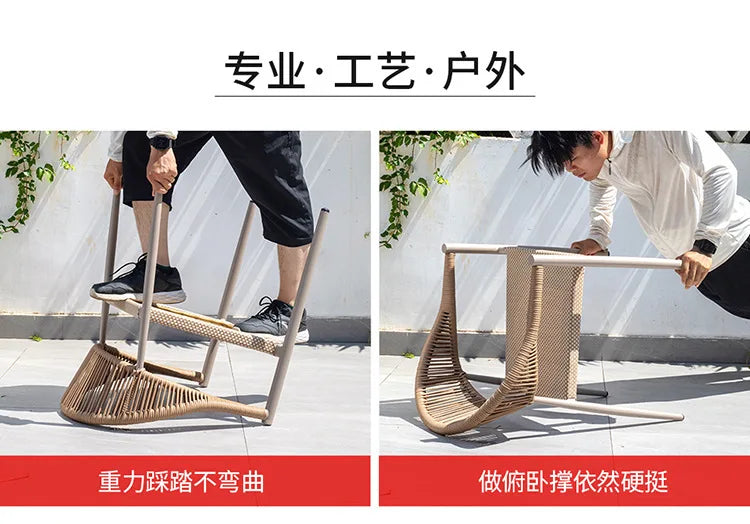 Outdoor table and chair courtyard villa leisure open-air balcony rattan chair Internet celebrity waterproof sunscreen garden