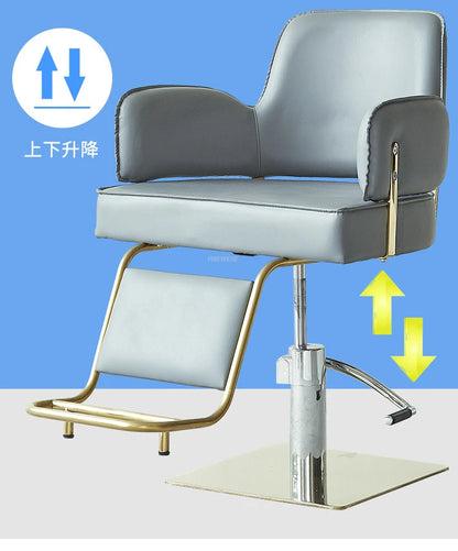 Simple Stainless Steel Barber Chairs Beauty Salon Chair Home Liftable Rotating Hairdressing Chair Professional Salon Furniture