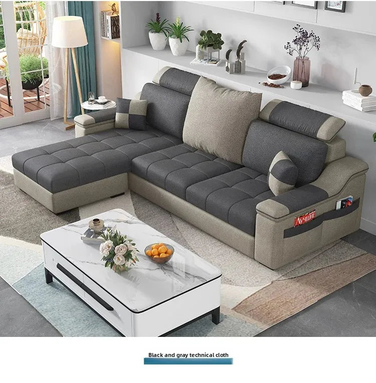 Modern minimalist Nordic fabric sofa with recliner family small apartment hotel living room bedroom