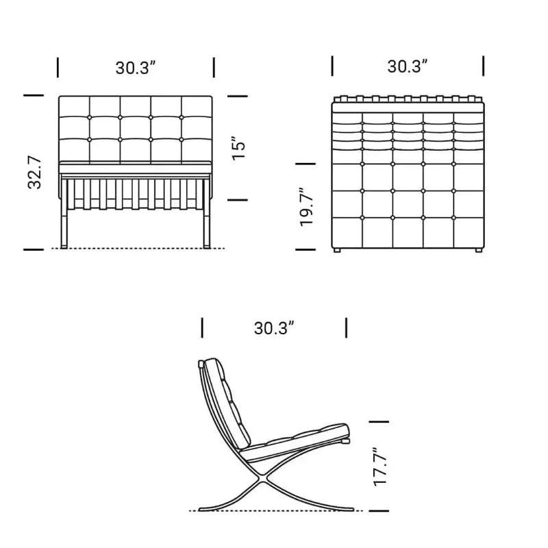 Barcelona Chair Nordic Leather Single Sofa Chair Designer Simple Reception Office Living Room Balcony Sofa Leisure Chair