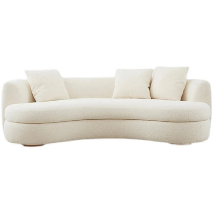 Nordic curved fabric sofa modern white cream style lamb wool special-shaped sofa